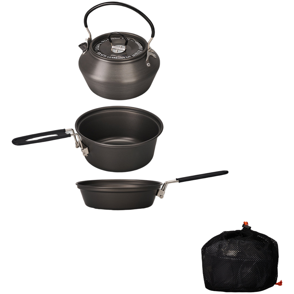Camping Outdoor Cooking Set - Lekki aluminiowy zestaw naczyń kempingowych 3-częściowy: