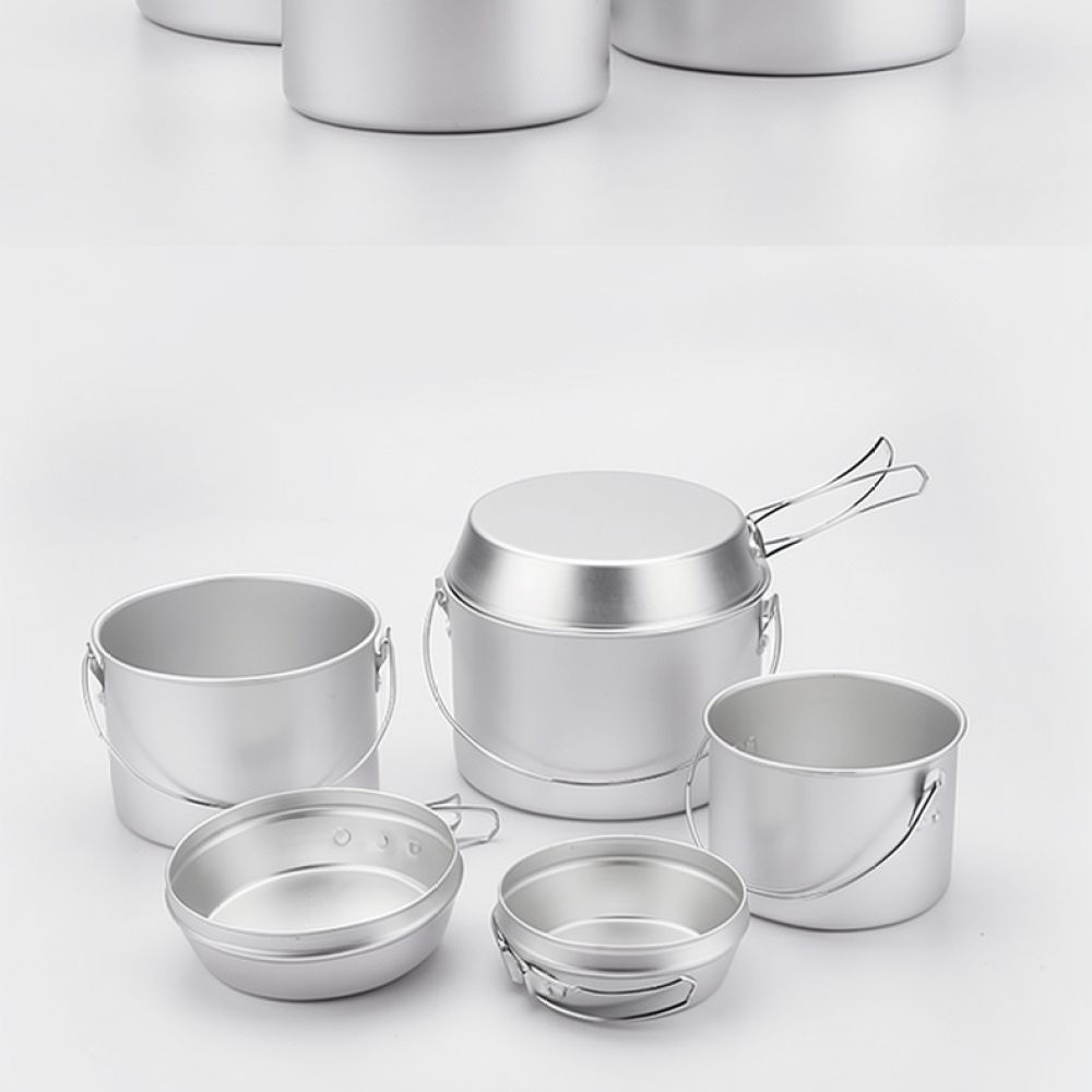 Camping Cooking Mess Kit - Przenośny, aluminiowy zestaw naczyń kuchennych do