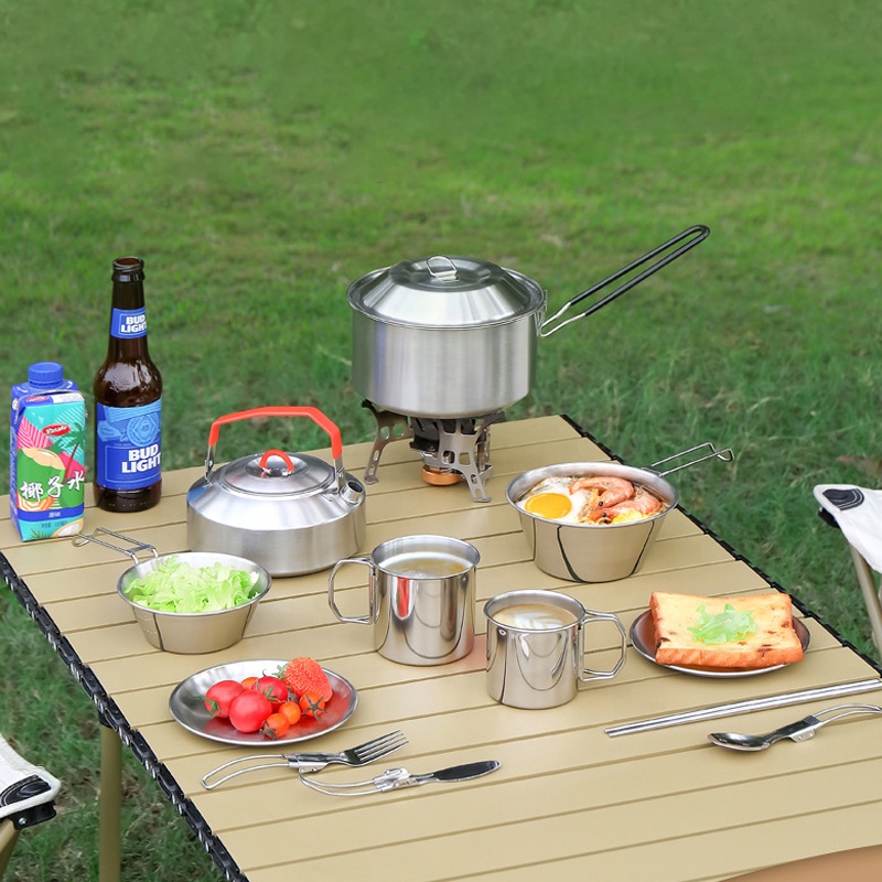 Camping Cooking Mess Kit - Gorąca Wyprzedaż Zestaw Naczyń Kempingowych Ze