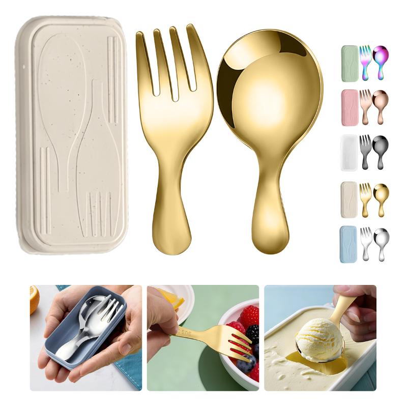 Camping Outdoor Cooking Set - Zestaw sztućców ze stali nierdzewnej, łyżka,