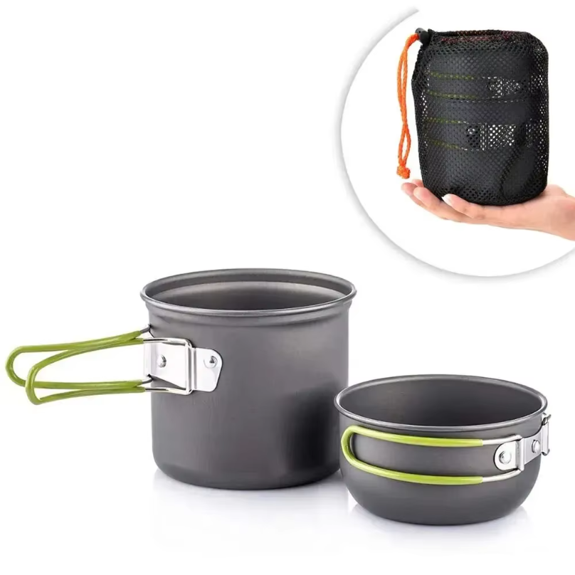 Camping Cooking Mess Kit - Ultralekki Zestaw Garnków Kempingowych: Zestaw Naczyń