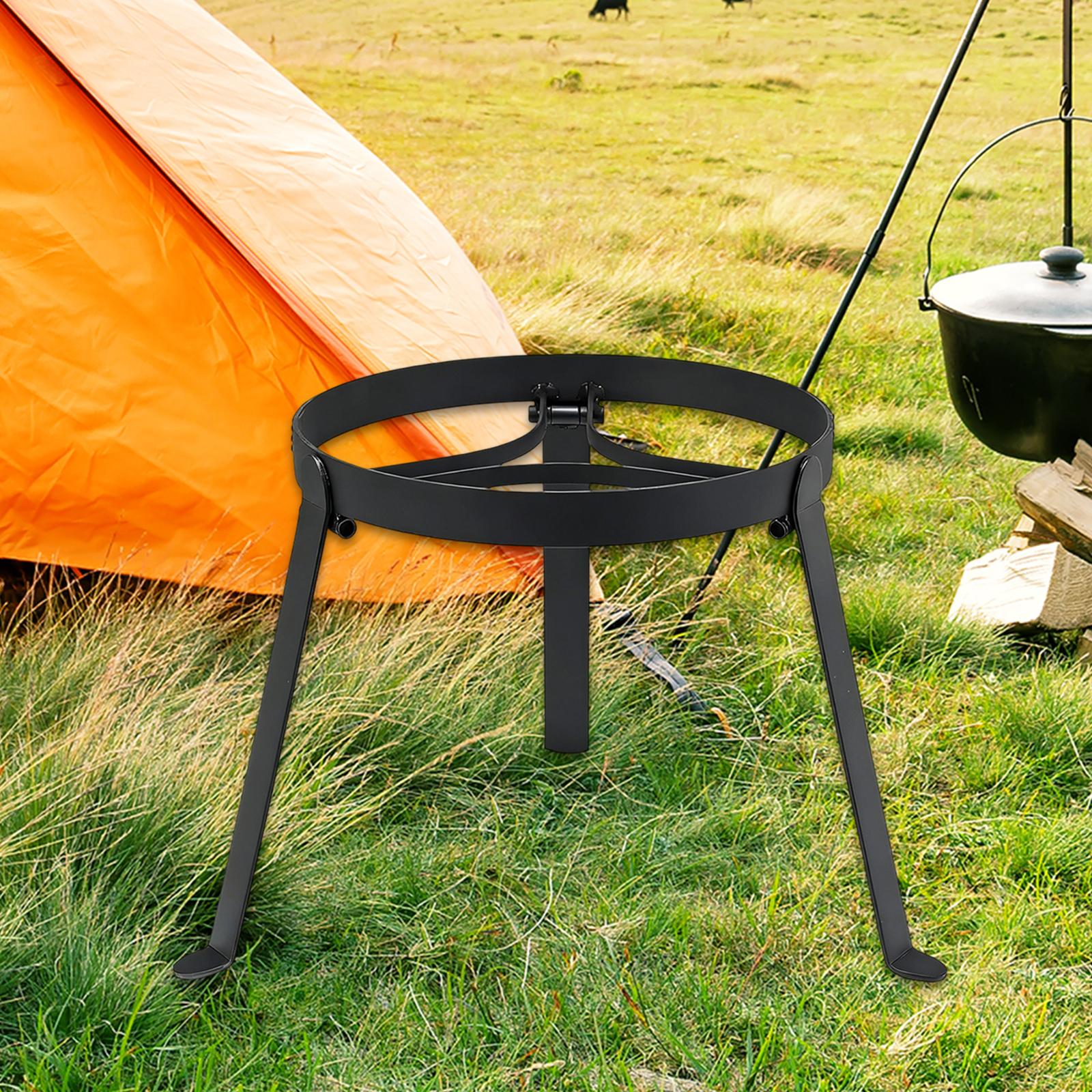 Camping Cooking Device - Składany żelazny trójnóg do gotowania nad