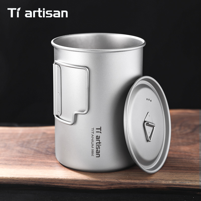 Camping Cooking Cup - Tiartisan 750ml/900ml Tytanowy Składany Kubek Kempingowy