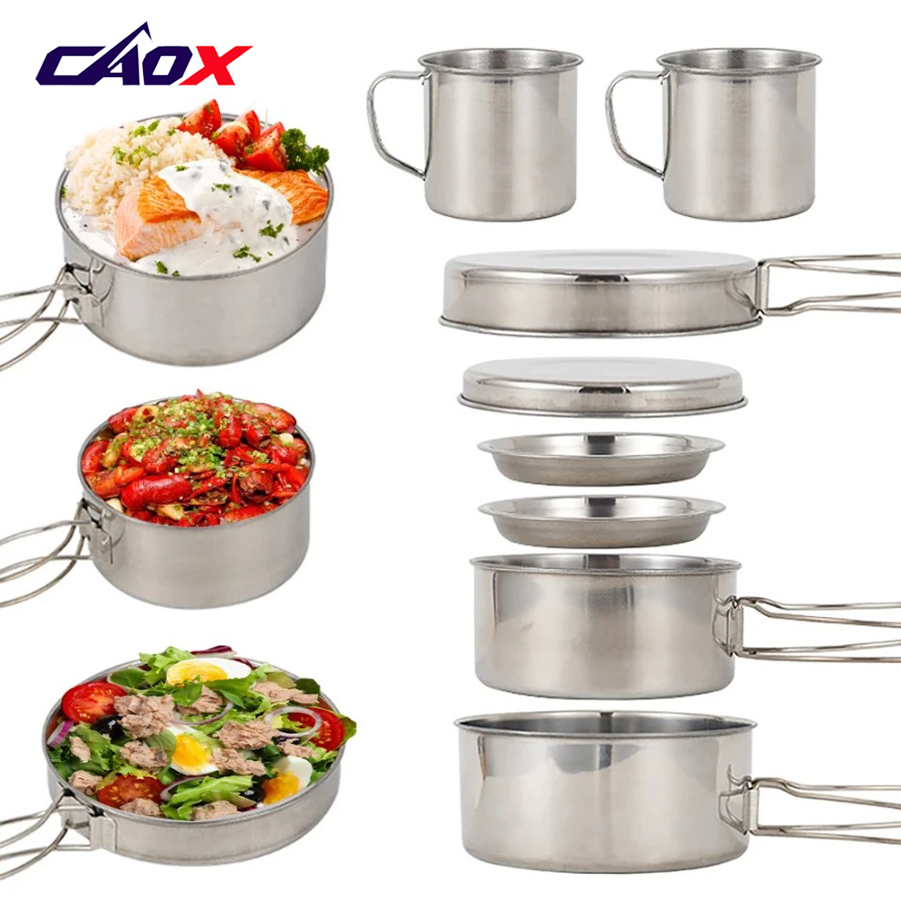 CAOX 8-częściowy Zestaw Naczyń – Camping Cooking Mess Kit recenzja i cena