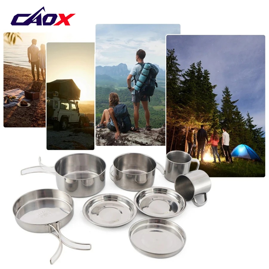 CAOX 8-częściowy Zestaw Naczyń – Camping Cooking Mess Kit recenzja i cena