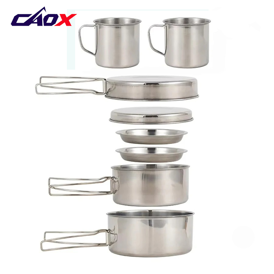 CAOX 8-częściowy Zestaw Naczyń – Camping Cooking Mess Kit recenzja i cena