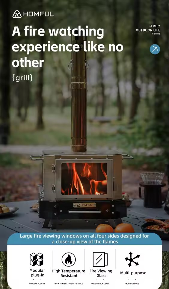 HOMFUL Przenośna Kuchenka na D – Camping Cooking Wood Stove recenzja i cena