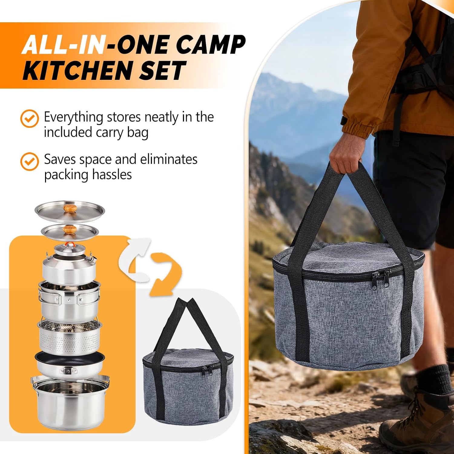 6-częściowy zestaw naczyń kuch – Camping Outdoor Cooking Set recenzja i cena